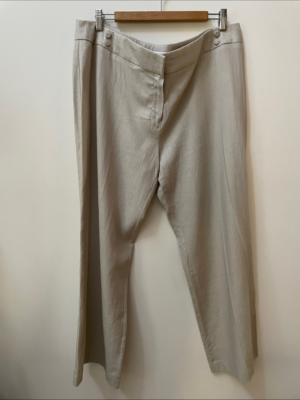 Marks & Spencer Linen Blend Beige Short Wide Leg Trousers